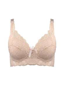Ropa interior fina de copa completa para mujer, sujetador pequeño de talla grande, encaje ajustable inalámbrico, cubierta para el pecho, copa B C D, sujetadores de encaje de talla grande - Gris Oscuro - Ver 11