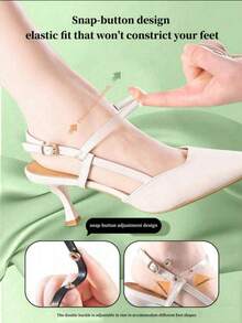 1 Pair Women's Summer Sandals, Double Buckle Straps, Anti-Slip Transparent Straps, Multicolor, High Heel Anti-Slip Straps - Black - View 4