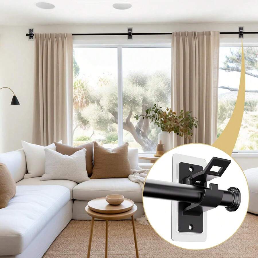 2/10pcs Transparent No-Drill Curtain Rod Brackets, Self-Adjusting Adhesive Hooks, Suitable For Bathroom, Kitchen, Home, Hotel, Exquisite Gift For New Year, Mother's Day And Graduation Season - Multicolor - View 1
