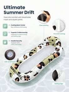 Leopard Print Inflatable Pool Float With Backrest For Relaxing | Pool Lounge Float Inflatable - For Backyard Poolside River Beach Party Men Women Friends Family - Multicolor - View 2