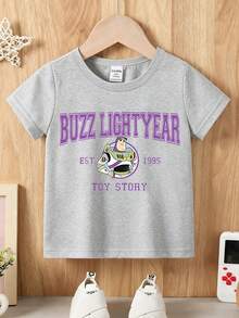 Disney Retro Toy Story Buzz Lightyear Graphic Tee – Lightweight Cotton T-Shirt With Bold Purple Typography & Playful Space Accents For Playdates & Outings - Grey - View 3