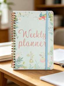 Artistic Floral Undated Weekly Planner, Metal Spiral Binding, Monday To Sunday Task List, Study And Work Goal Tracking Notebook - Multicolor - View 10