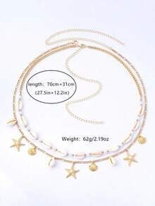2pcs Bohemian Style Ocean Series Shell And Starfish Beaded Women's Beltconcert Outfit - Multicolor 6 - View 6