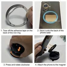 Soporte para teléfono de coche plegable 360°, montura magnética para salpicadero con base de succión al vacío, soporte de navegación ajustable compatible con iPhone y dispositivos MagSafe, accesorio compacto para coche - 1 pieza - Ver 4