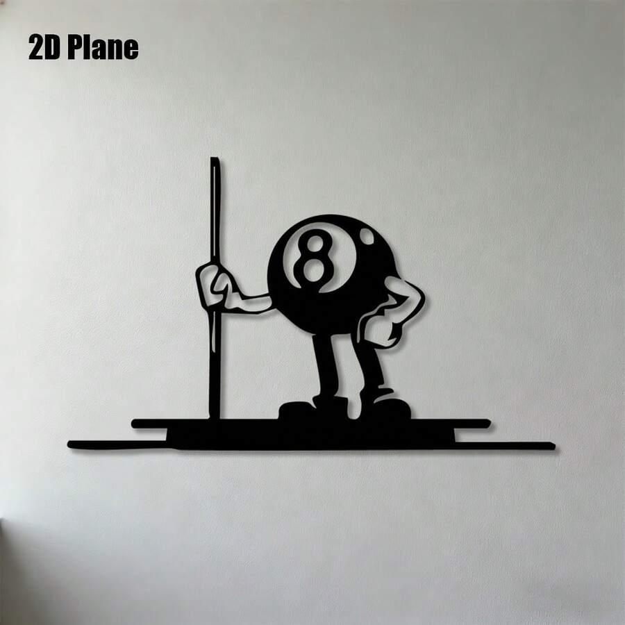 2D مسطح - 1 قطعة، 2D مسطح، منحوتة جدارية، مع فن جداري معدني لعصا البلياردو، مثالي لغرفة الألعاب وغرفة المعيشة وغرفة النوم وديكور الحانة RDAH