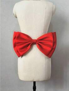 A Black Satin Back Large Double Bow Accessory Waist Decoration 37cm - Black - View 10