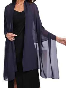 Chiffon Shawls And Wraps For Evening Dresses Women Elegant Soft Scarf Bridal Scarve Wedding - Navy Blue - View 2