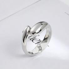 1pc INS Style Asymmetric Wavy Glossy Metal Bracelet, Women's Casual Commute Jewelry - White Steel Color - View 4