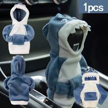 1pc Creative Shark Car Gear Shift Cover, Sweater Hoodie Style Cute & Funny, Protective Wrap For Gear Shift Knob, Universal Fit For Most Car Models, Personalized Car Interior Decor Accessory - 1pc Shark Gear Shift Knob Decorative Cover - View 4
