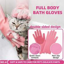 6pcs Dog Bath Brush Kit With Towel & Washing Gloves, Slicker Hair Grooming Brush For Shedding, Shampoo Scrubber For Dogs And Cats - Rosa chiclete - Visão 5