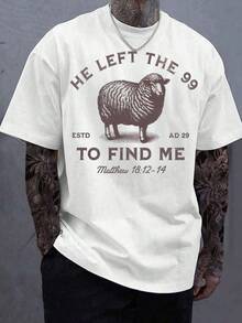 Camisetas American High Street Manfinity Dauomo 99, Camiseta "Jesús se fue, el Señor es mi pastor", Camiseta cristiana, He L... de puro algodón - Blanco - Ver 1