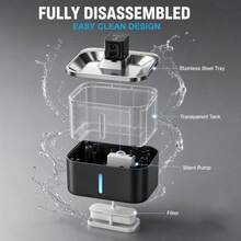 1 Set 4L/135oz Wireless Charging Pet Water Fountain, Automatic Sensor Water Dispensing, 4000mAh Large Capacity Battery, 3 Working Modes, 120° Wide Angle Sensing, Stainless Steel Smart Square Water Dispenser, Ultra Quiet Fully Detachable Water Bowl, Suitable For Cats And Small Dogs - 4L - View 7