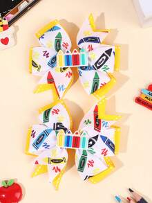2/8 Stücke Schulanfang Bleistift Haarspangen, süße Cartoon Schul-Haarnadeln, Mädchen Geschenk zum ersten Schultag, Teenager Schüler. Kreative bedruckte Haaraccessoires - Verschiedenfarbig - Übersicht 10