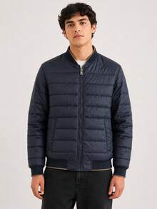 Men's Reversible Double-Faced Twill Jacket With Nylon Side - Casual Winter Style - Khaki - View 5