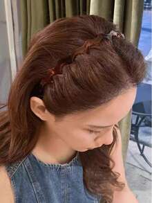 2/1入 女款高顱頂波浪髮箍，高級氣質玳瑁色防滑齒狀髮箍，日常佩戴壓力緩解髮箍 - 彩色 - 查看 4