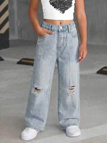Toddler Spring Denim Jeans, New Fashion Style - Blue - View 4
