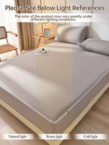 1pc Textured Woven Fitted Sheet, 6-Sided Zipper Mattress Protector, Country Style Woven Bed Cover, Coffee Brown Room Decor, Dust-Proof & Non-Slip, Skin-Friendly & Breathable, Suitable For Twin/Full/Queen/King Size Beds, All-Season Use, Machine Washable, Pillow And Duvet Cover Not Included - Warm Coffee Color - View 10
