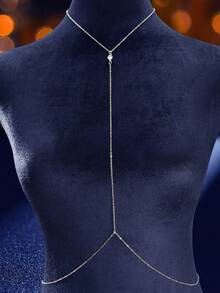 1pc Silver Long Chain Sexy Personalized Body Chain For Women Beach Body Jewelry - Silver - View 3