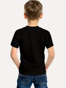 Me Encanta La Playera De Cuello Redondo Para Niño Con Estampado De Fideos Ramen, Ropa Casual Y Versátil Para El Verano Con Mangas Cortas - Negro - Ver 2
