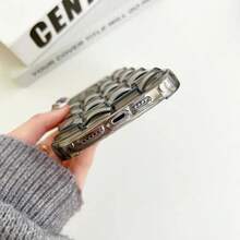 3D Cube Weave Pattern Phone 17 16 15 14 13 12 11 Pro Plus Matte Transparent Shockproof Cover - 深綠色 - 查看 7