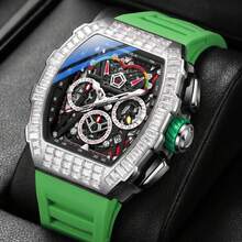 ONOLA Brand Automatic Mechanical Watch Men Luxury 30M Waterproof Chronograph Watches Sport Casual Wristwatch - 黑色 - 查看 5