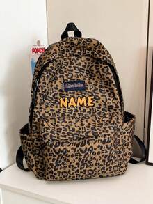 1 pièce Sac à dos personnalisé de retour à l'école, mode vintage, grande capacité, imprimé zèbre, léopard, vache, fermeture éclair, matériau nylon, bretelles réglables, poignée de transport, convient pour l'école, les déplacements, les courses, les voyages en plein air, l'utilisation quotidienne. Cadeau d'anniversaire. - Multicolore - Voir 7