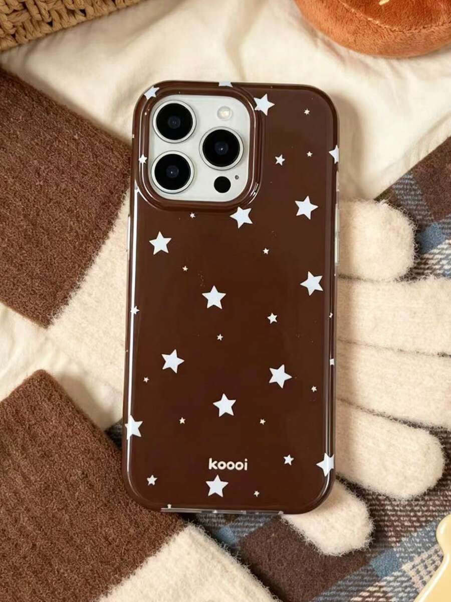 1個 Ins 風格 IMD 全包覆防震 TPU 手機殼,適用於 Apple 11 Pro Max/12 Pro Max/13 Pro Max/14 Pro Max/15 Pro Max/16 Pro Max/17 Pro Max - 棕色 - 查看 1