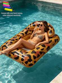 Juego de 1/2/3 piezas de sillas inflables para descansar, con elementos de estampado de leopardo y vaca, con almohada, adecuado para agua, piscina, playa, fiesta temática, flotador inflable de agua, flotador inflable de piscina, asiento de descanso en el agua, bomba de aire se vende por separado - Sillón individual con estampado de leopardo - Ver 15