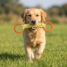 Dog Tug-Of-War Double Ring Rope Knot, Handmade Woven Durable And Bite-Resistant, Teething Toy For Small To Medium Dogs, Interactive Training And Boredom Relief Tool - Multicolor - View 6