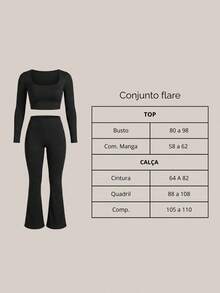 Plain Zero-Transparency Polyamide Flare Long Sleeve Fitness Gym Set - Màu Đỏ Sâu - Xem 11