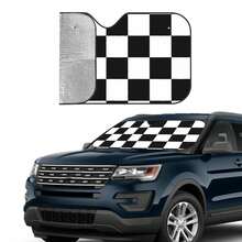 1pc Plaid Pattern Printed Car Front Windshield Sun Shade Decor Vehicle Sun Visor UV Reflector Sun Protection Cover Keeps Vehicle Cool - Sunshade - View 2