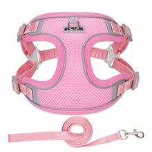 Lightweight Breathable New Pet Dog Leash Set, With Reflective Adjustable Harness And Dog Chest Strap, Suitable For French Bulldog Outdoor Walking, Leash And Collar Set, Soft Breathable Mesh Material, Suitable For Small/Medium Pets, All Season Use - Multicolor - View 7