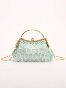 1 buah Tas Tangan Wanita Dekorasi Irisan Cangkang Alami Hijau, Tas Pantai Gaya Liburan Boho Buatan Tangan dengan Irisan Cangkang Putri Duyung, Tas Tote Jaring Ikan Belah Ketupat, Cocok untuk Sehari-hari, Pernikahan, Pesta, Perjalanan dan Liburan Santai (Retakan dan Cacat Tekstur Normal pada Irisan Cangkang Adalah Hal yang Wajar) - Hijau - View 7