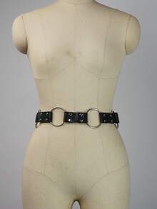 Plus-Size Women's Belt, PU Leather Rock And Roll Goth Harness Belt With O-Ring, Waist Pu Leather Belt, Accessories For Party Dating. - 黑色 - 查看 6