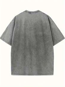 Camiseta casual de verano, diseño vintage de cuello redondo y manga corta, adecuada para el estilo urbano diario y eventos festivos como Pascua, Halloween y el Día de Acción de Gracias. - Gris - Ver 2