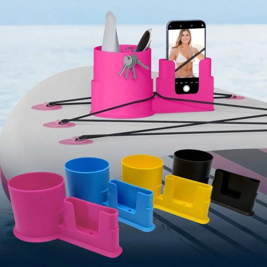 1pc 2 In 1 Anti Tilt SUP Cup And Phone Holder No Spill Drink Bottle Mount For Water Sports Paddle Board Kayak Canoe