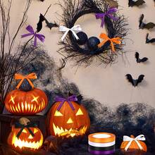 Halloween Ribbon, 4 Rolls 100 Yards Halloween Satin Ribbon, 10mm Wide, Holiday Gift Wrapping Ribbon, For DIY Bows And Party Decorations (Orange, Black, Purple, White) - Multicolor - View 4