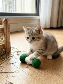 3/1pcs Cat Felt Ball Toys With Built-In Bell, Pet Toys, Self-Entertainment, Boredom Relief, Scratch And Bite Resistant, Perfect For Your Cat To Play Indoors, Interactive Felt Cat Kicking Ball Toy, Perfect Gift For Playful Cats. - Multicolor - View 10