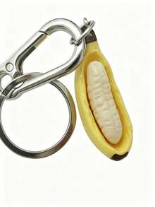 1pc 3D Half-Peeled Banana Keychain, Novel Fruit Pendant, Suitable For Backpacks And Wallets, Cute Japanese Style Food Charm, Unique Gift For Students, Couples, And Best Friends - Multicolor - View 8