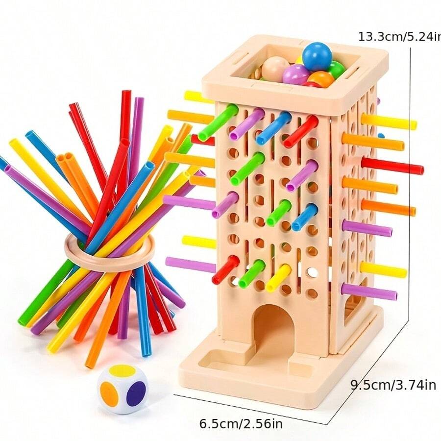 Early Education 3-In-1 Color Recognition Stick Pulling Game, Educational Parent-Child Interactive Logic & Focus Tabletop Toy - Multicolor - View 1