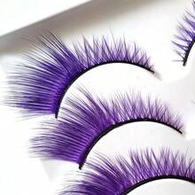 Pestaas postizas naturales, 5 pares de pestaas postizas esponjosas de ojo de gato para Halloween, cosplay, maquillaje de escenario morado - "Púrpura - Ver 6
