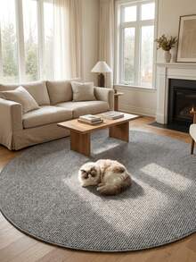 1pc, Washable Non-Slip Beige Pineapple Circle Decorative Rug, Faux Sisal Woven, 3D Textured Full Body, Non-Slip Wear-Resistant Machine Washable, Stain-Resistant Waterproof Dust-Resistant Surface, Easy To Clean, Minimalist Wabi-Sabi Style, Especially Suitable For Pet Families, Suitable For Indoor And Outdoor, Living Room, Bedroom, Entryway, Dining Room, Kitchen, Balcony And Other Living Scenes, All Season, Carpet, Rug, Carpet Living Room, Kitchen Mat, Carpet For Bedroom, Bathroom Mat, Rug Bedroom, Room Decor, Rugs For Living Room, Kitchen Rug, - Light Grey - View 1