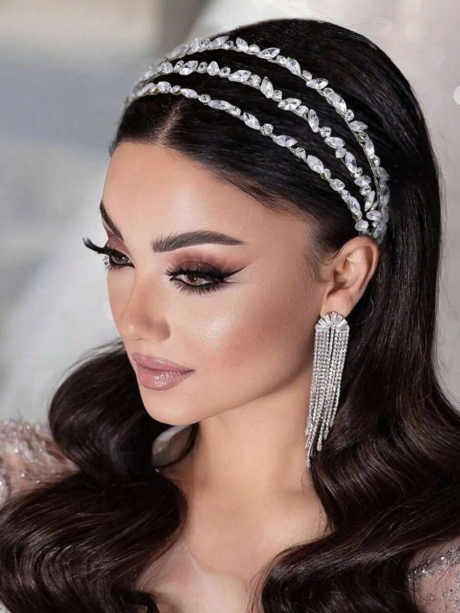 1 Piece Elegant Luxury Alloy And Crystal Bridal Headband, Wedding Hair Accessory, Royal Tiaras, Valentine's Day Accessories - 銀級 2 - 查看 1