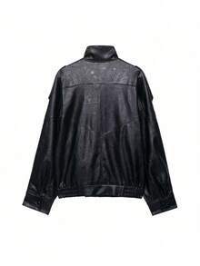 Liorin Autumn/Winter New Women's European And American Style Fashion Minimalist Versatile Jacket Premium Faux Leather Coat - Black F - View 3