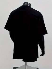 Camiseta casual de cuello redondo con estampado de meme divertido para hombre, estilo artístico de moda, estilo collage retro, estilo de símbolo abstracto, estilo humorístico y divertido, es - Negro - Ver 2