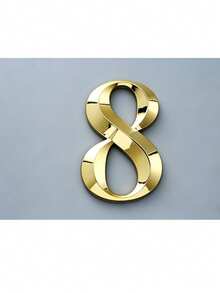 1pc 3D ABS Digital Luxury Style Glossy Gold Geometric Back Adhesive No-Drill Sun-Proof Waterproof Door Sign Gold Number Label Suitable For Villa Luxury Mansion Main Entrance - House Number - View 21