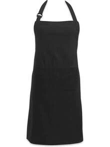 Black Waterproof Oil-Proof Adjustable Halter Apron, Home Kitchen Baking Stain-Resistant Apron, Restaurant Server Uniform Workwear, Random Style Shipped - Black - View 1