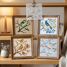 4pcs Reusable Bird And Branch Stencil - Natural Floral Pattern Stencils, Suitable For Wall Art, Fabric Painting, Scrapbooking, Can Be Paired With Chick, Cardinal, Sparrow And Branch Designs, Used For Home Decor, Furniture And Canvas Crafts - Bird Template - View 5
