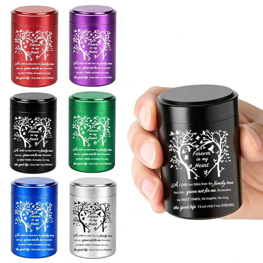 Small Urn For Human And Pet Ashes, 6 Colors Mini Urn, Shareable Small Memorial Urn, Ash Storage Box - Heart Tree - Multicolor - View 1