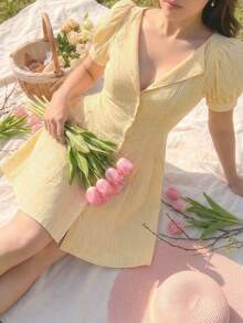 Women Midi Dresses - Yellow - View 1